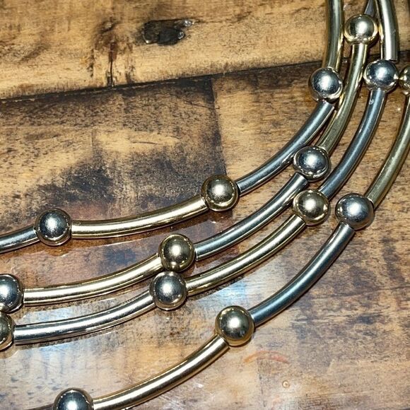 NWT Robert Rose bi color gold silver bead necklace - Picture 5 of 10